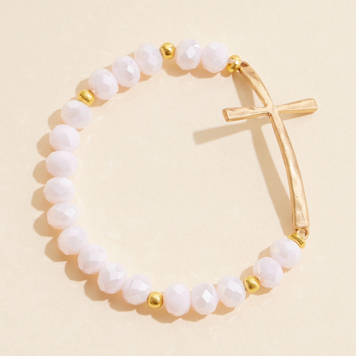 Glass Beaded Bracelet with Cross Charm