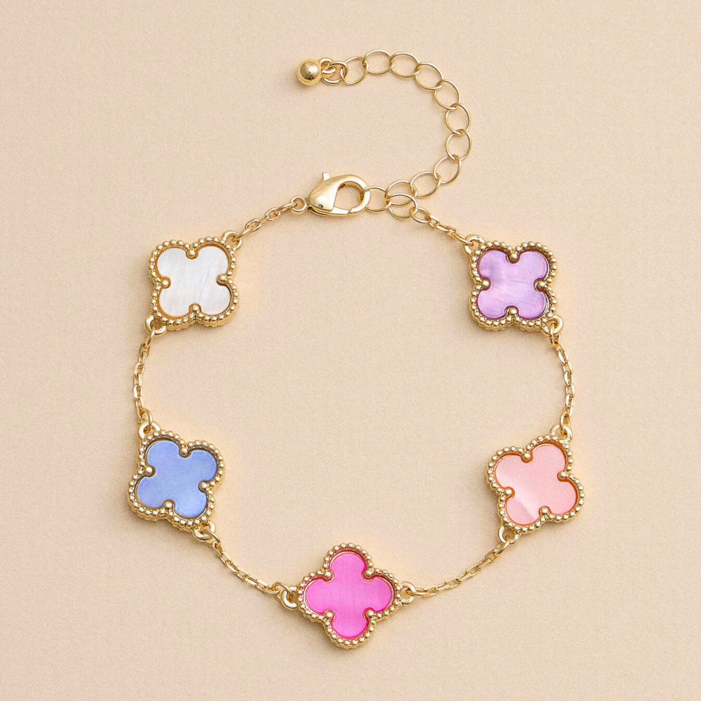 Colorful Shell Charm Bracelet with Gold Detailing