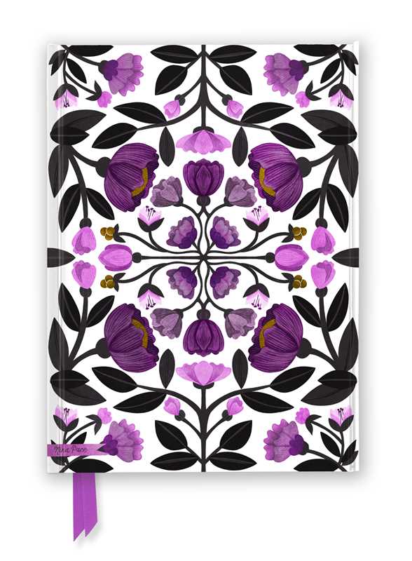 Purple Floral Blank Foiled Notebook / Journal (Magnetic Close)