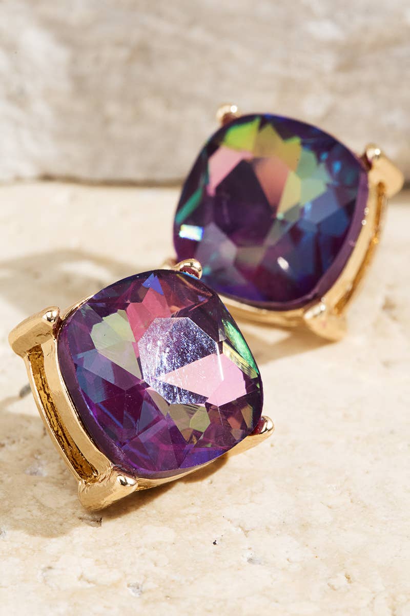 XL Faceted Glass Stud Earrings