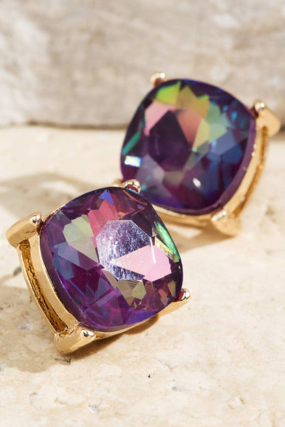 XL Faceted Glass Stud Earrings