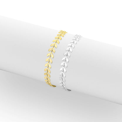 18k Gold PVD Stainless Steel Chevron Chain Bracelet Anklet