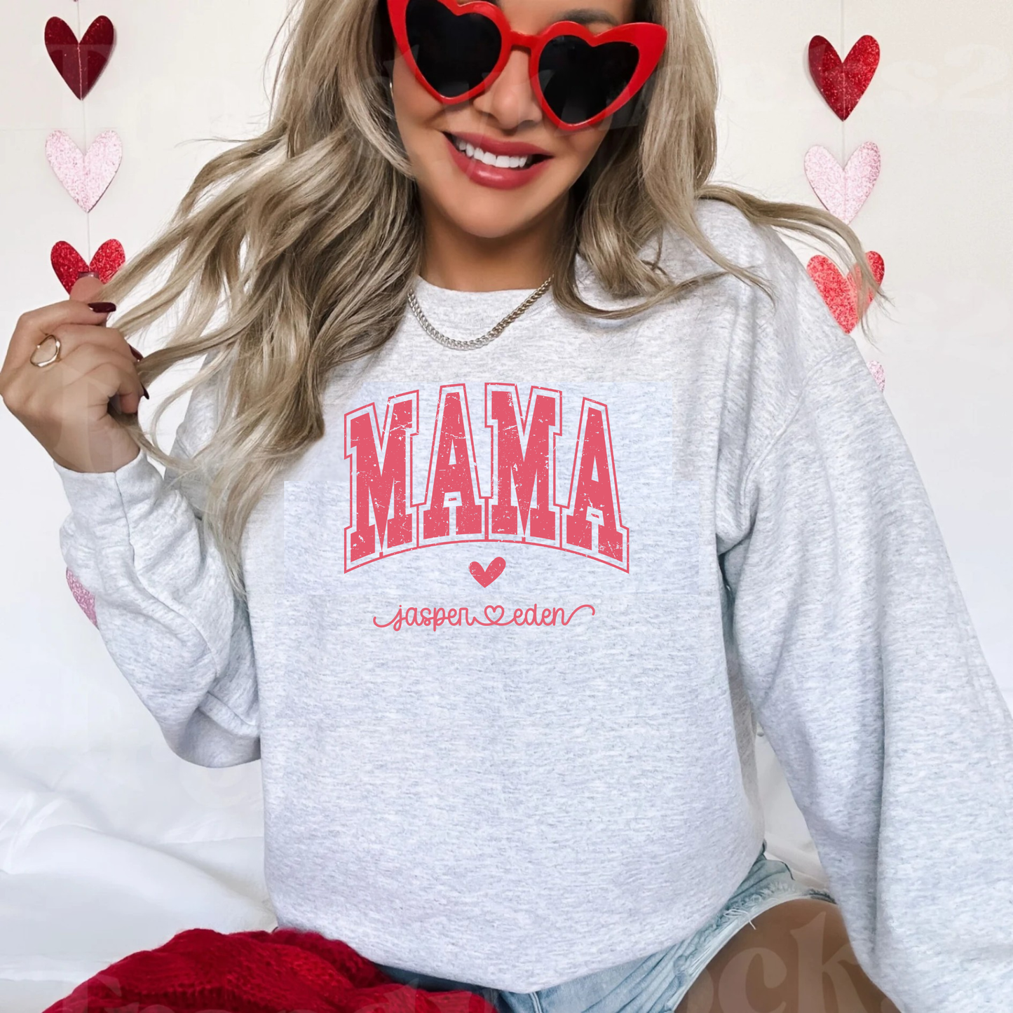 Personalized MAMA Heart Sweatshirt with Kids Names