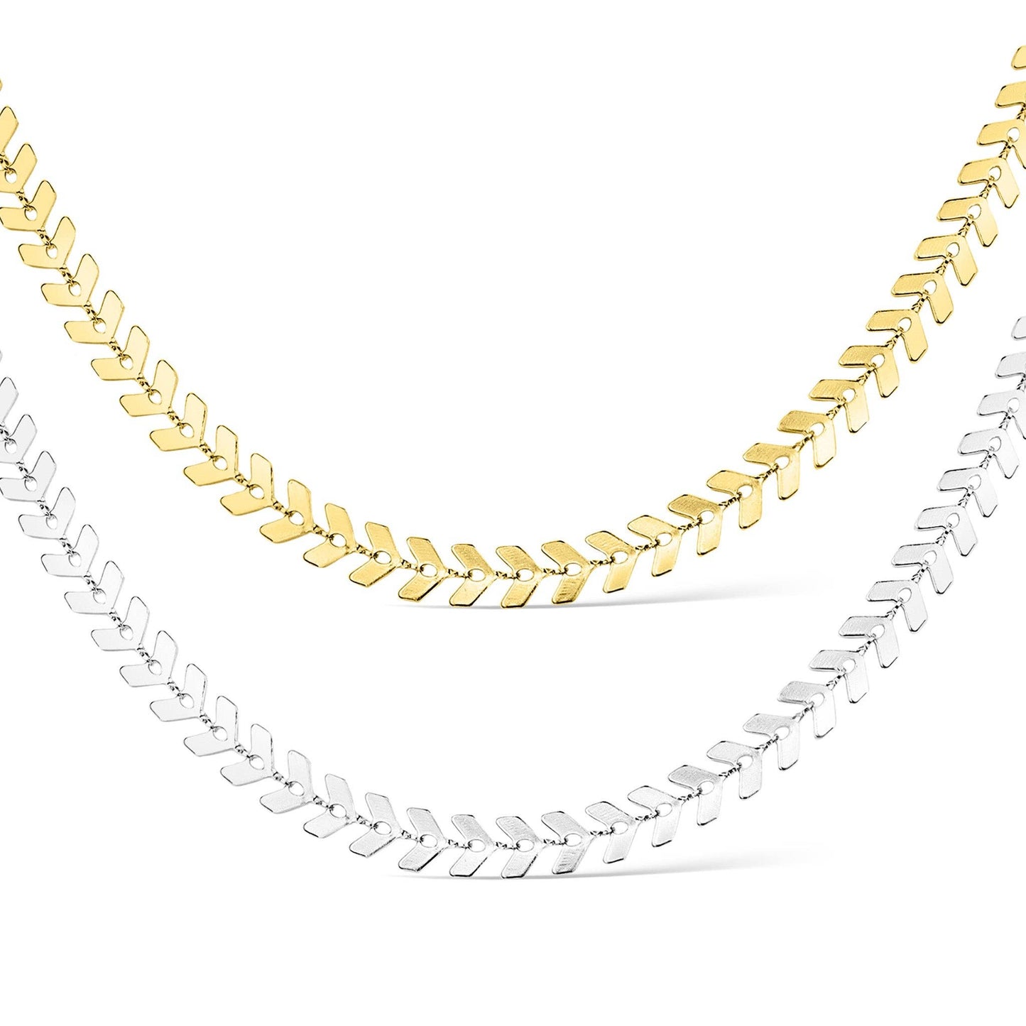 18k Gold PVD Stainless Steel Chevron Chain Necklace for Women