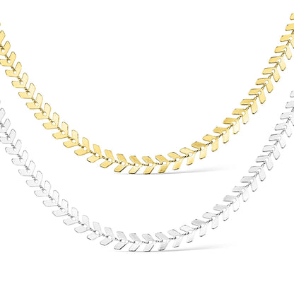 18k Gold PVD Stainless Steel Chevron Chain Necklace for Women
