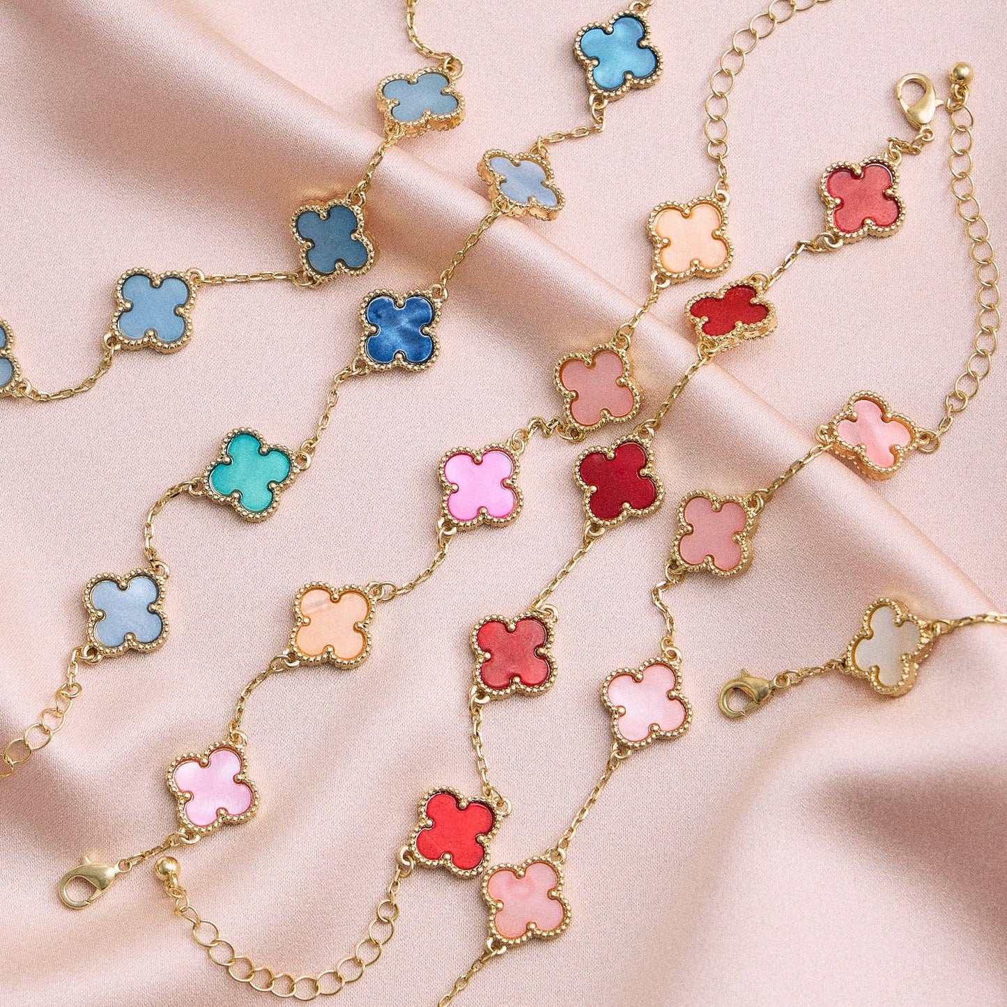Colorful Shell Charm Bracelet with Gold Detailing