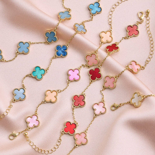 Colorful Shell Charm Bracelet with Gold Detailing