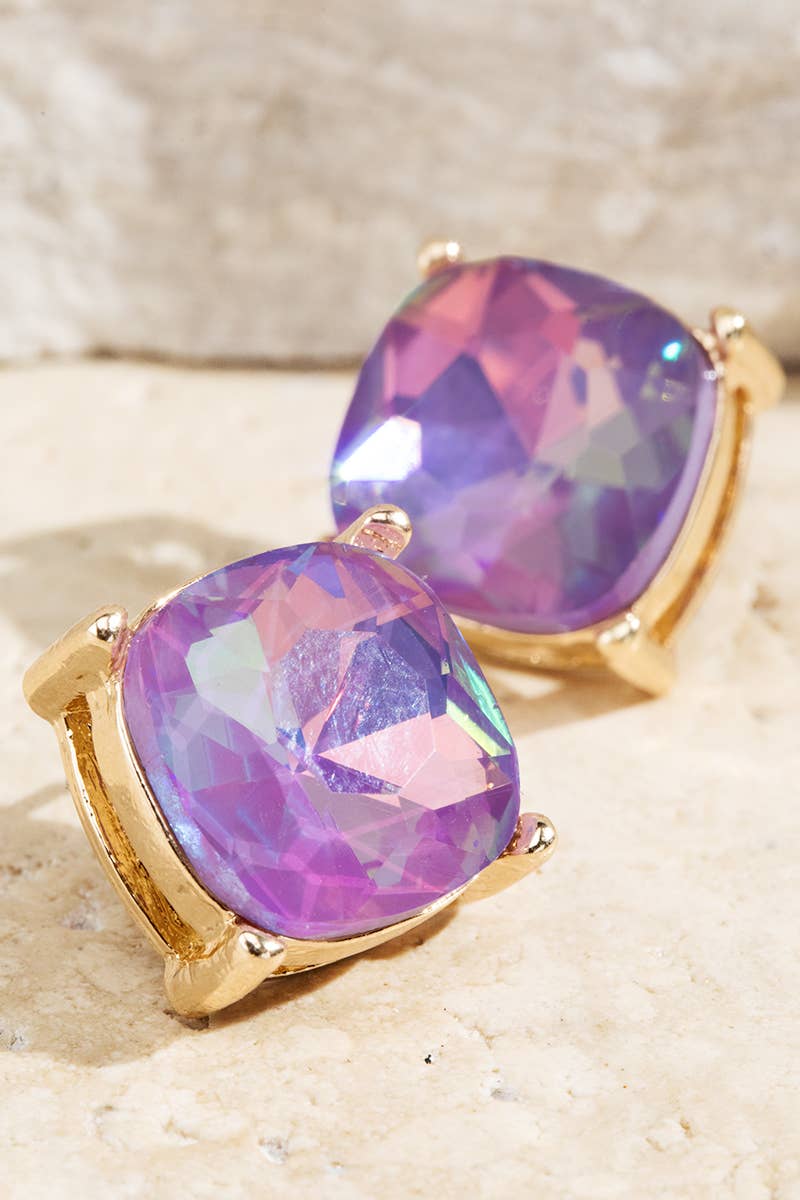 XL Faceted Glass Stud Earrings