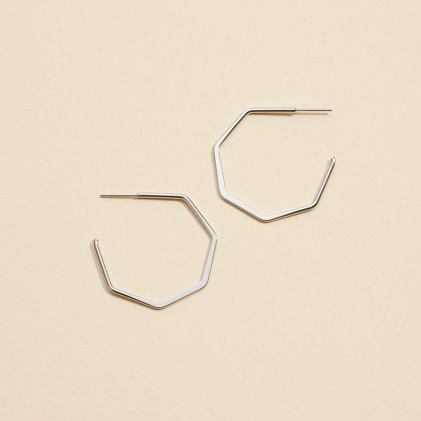 Gold Dipped Geometric Hexagon Hoop Earrings
