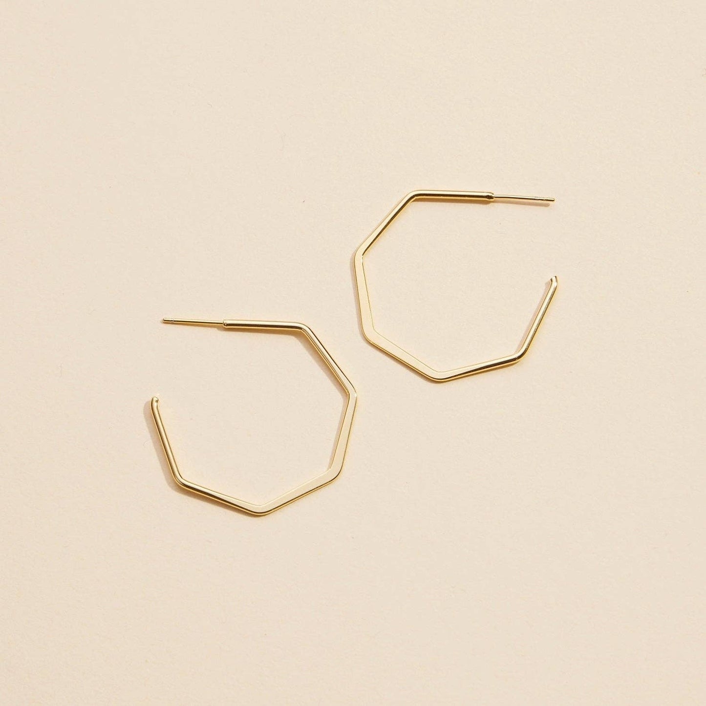 Gold Dipped Geometric Hexagon Hoop Earrings