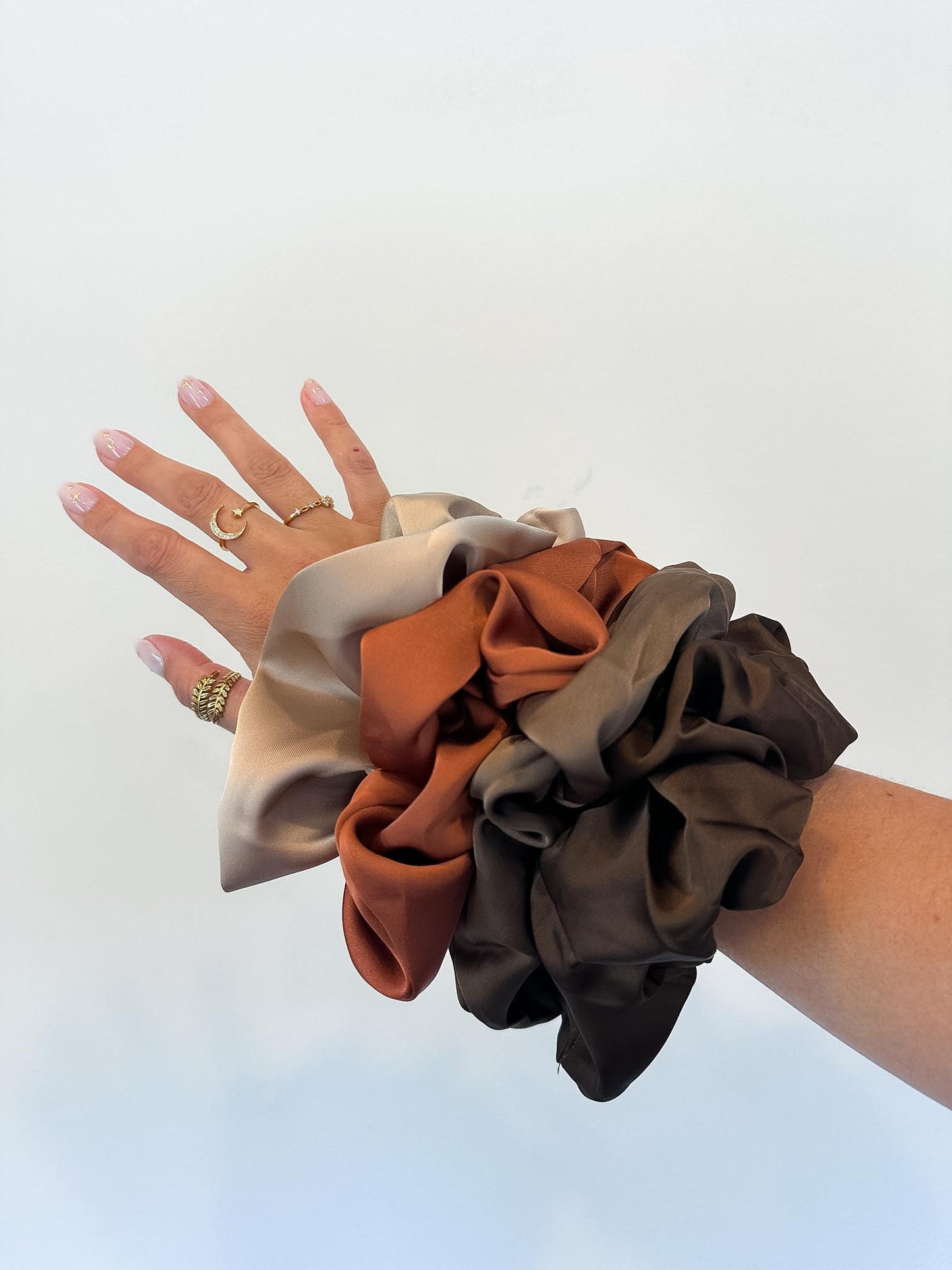 Satin Oversized Scrunchie Set (Earth Tones)