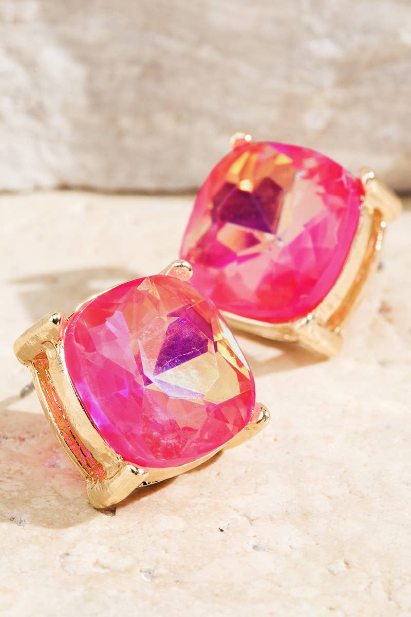 XL Faceted Glass Stud Earrings