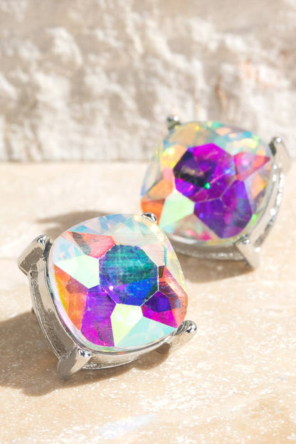 XL Faceted Glass Stud Earrings