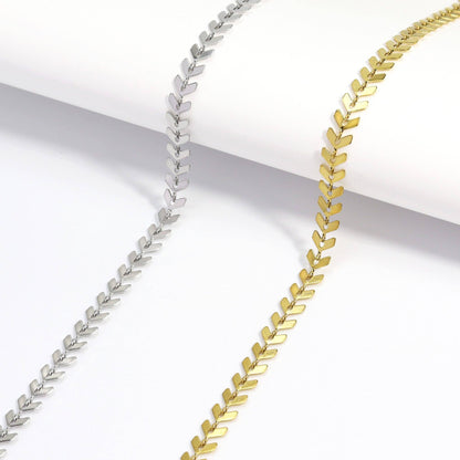 18k Gold PVD Stainless Steel Chevron Chain Necklace for Women