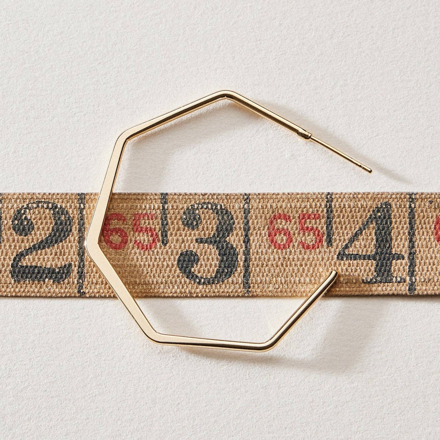 Gold Dipped Geometric Hexagon Hoop Earrings