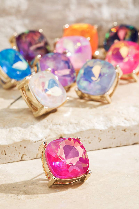 XL Faceted Glass Stud Earrings