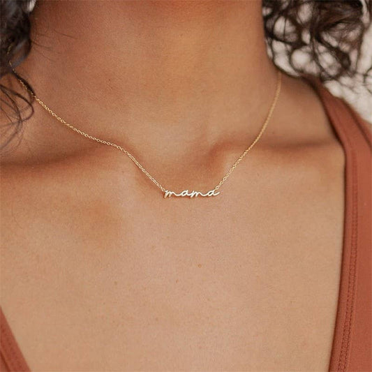 18K Gold Stainless Steel Mama Necklace