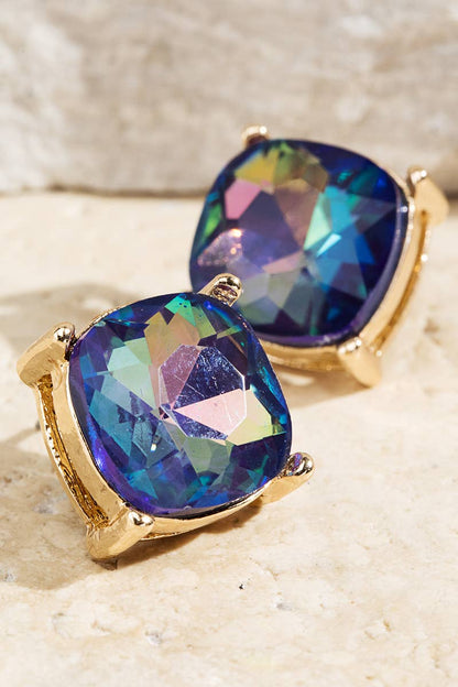 XL Faceted Glass Stud Earrings