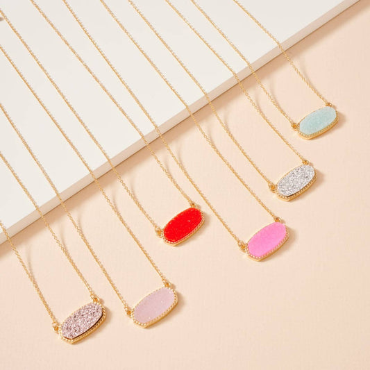 Druzy Stone Charm Short Necklace