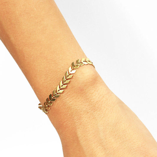 18k Gold PVD Stainless Steel Chevron Chain Bracelet Anklet