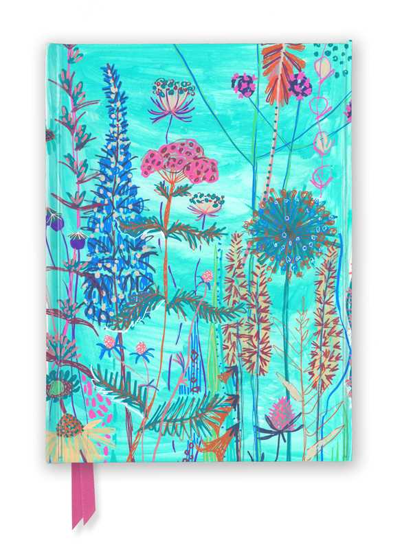 Turquoise Blue Floral Blank Foiled Notebook / Journal (Magnetic Close)