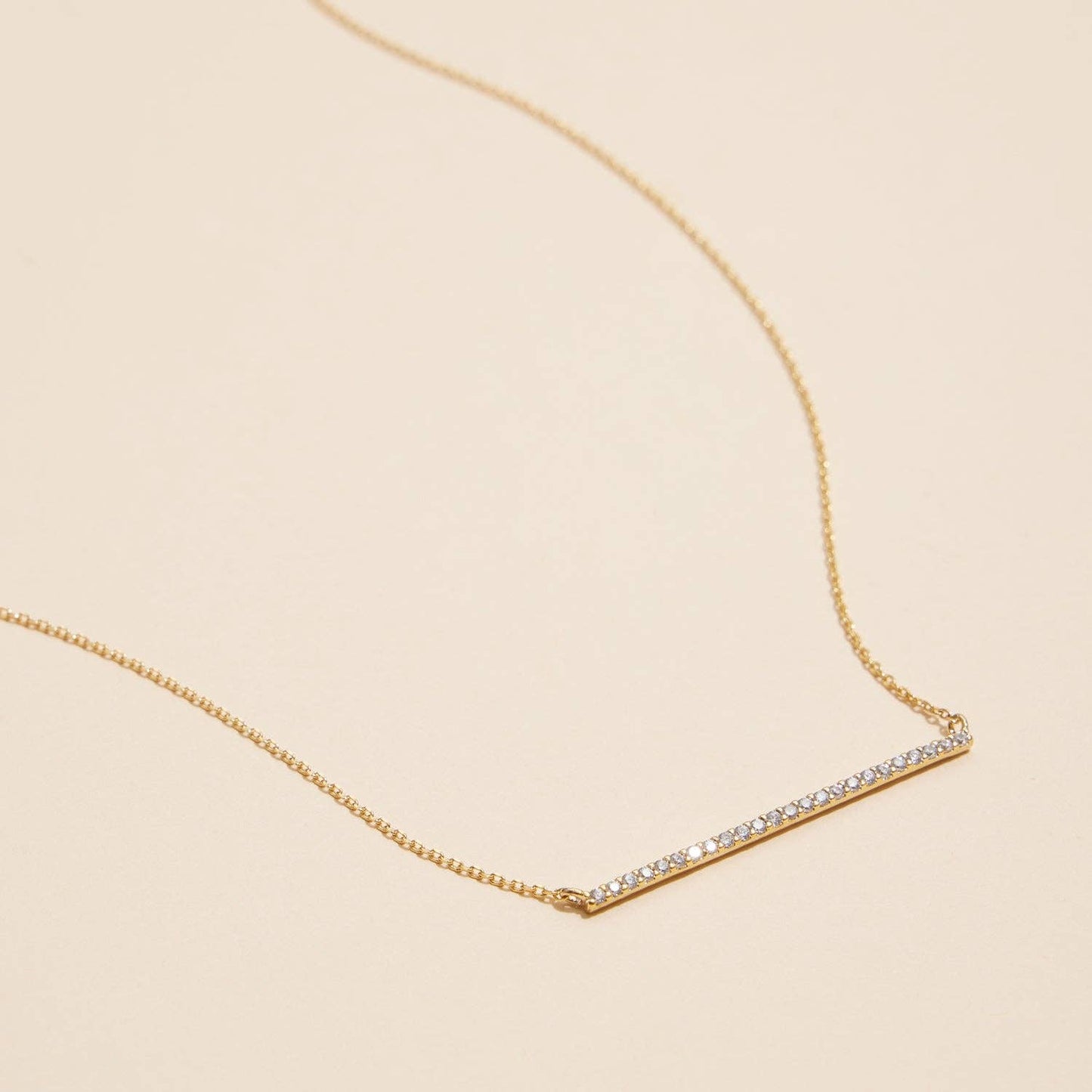 18K Gold Dipped Bar Necklace with Sparkling Details