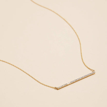 18K Gold Dipped Bar Necklace with Sparkling Details