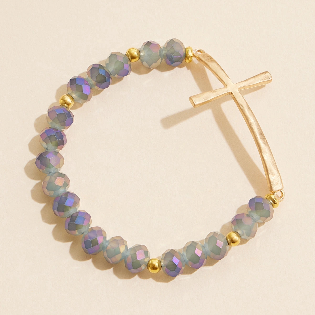 Glass Beaded Bracelet with Cross Charm