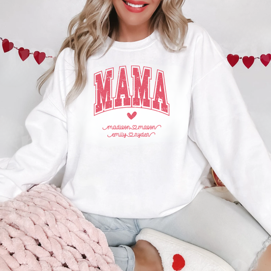 Personalized MAMA Heart Sweatshirt with Kids Names