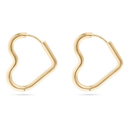 18K Gold PVD Stainless Steel Heart Hoop Earrings
