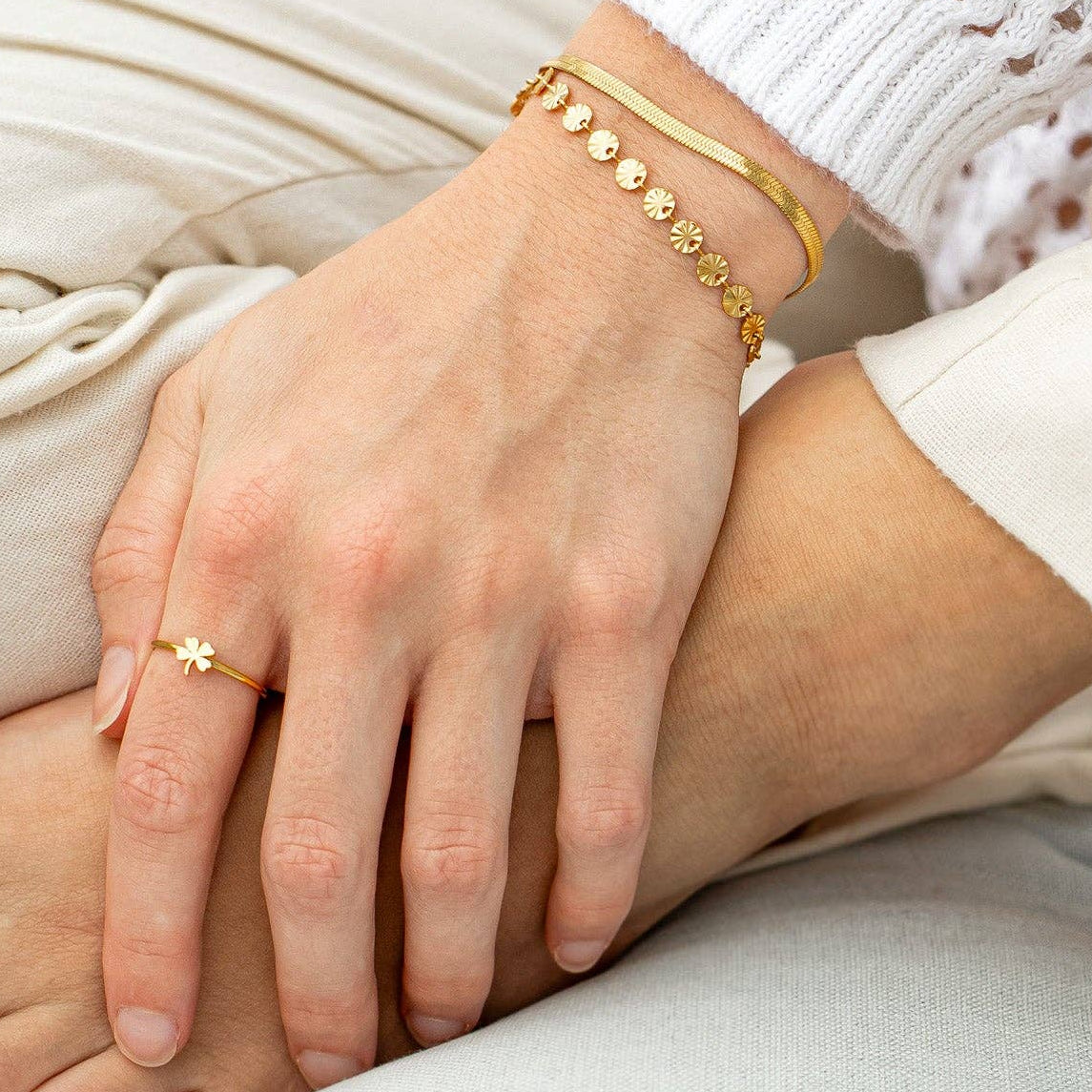 18K Gold PVD Stainless Steel Sunburst Chain Bracelet