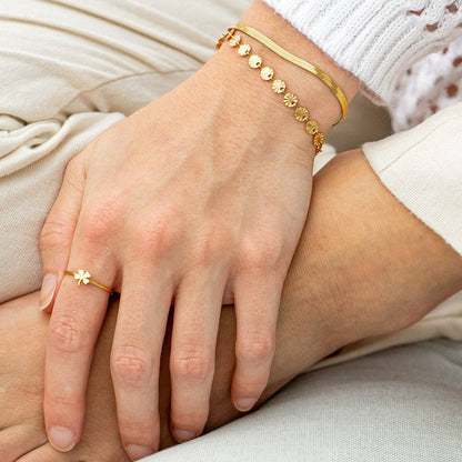 18K Gold PVD Stainless Steel Sunburst Chain Bracelet