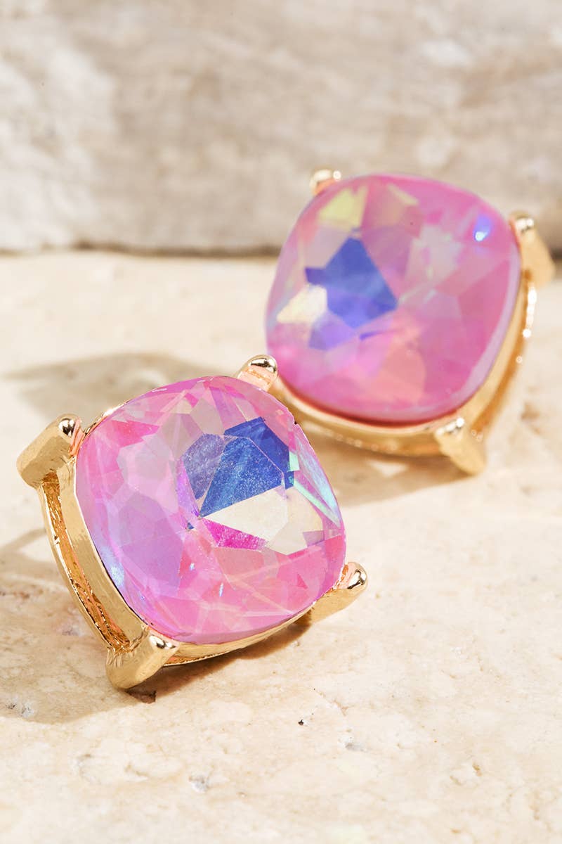 XL Faceted Glass Stud Earrings