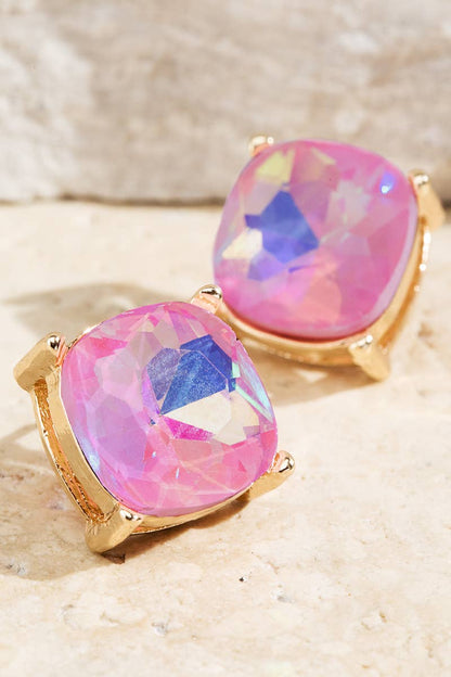XL Faceted Glass Stud Earrings