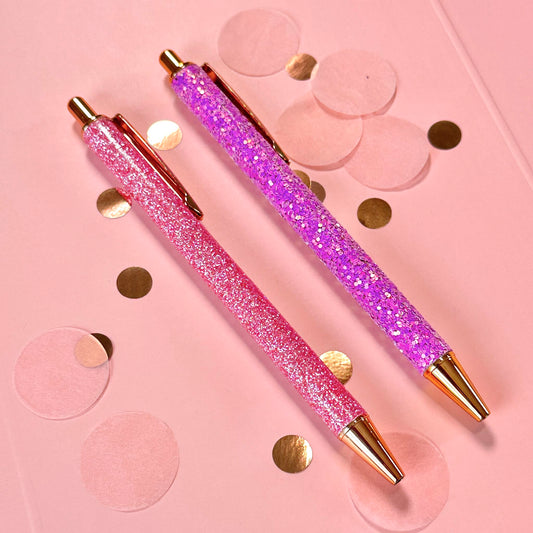 Pink + Purple Glitter Ballpoint Pens | Set of 2