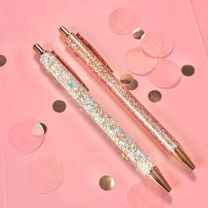 Glitter Ballpoint Pens | Set of 2 | Rose Gold