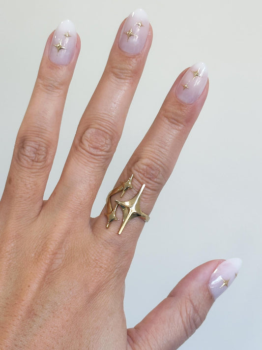 Adjustable Gold Star Ring