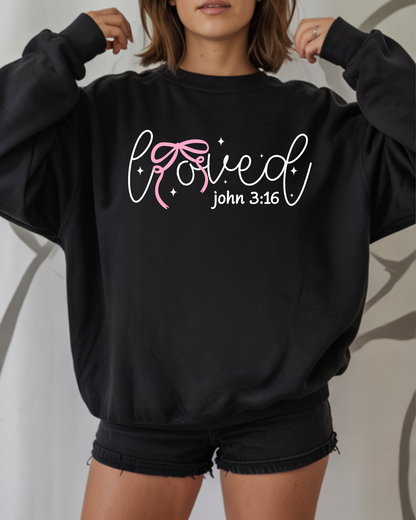 Loved John 3:16 Coquette Sweatshirt