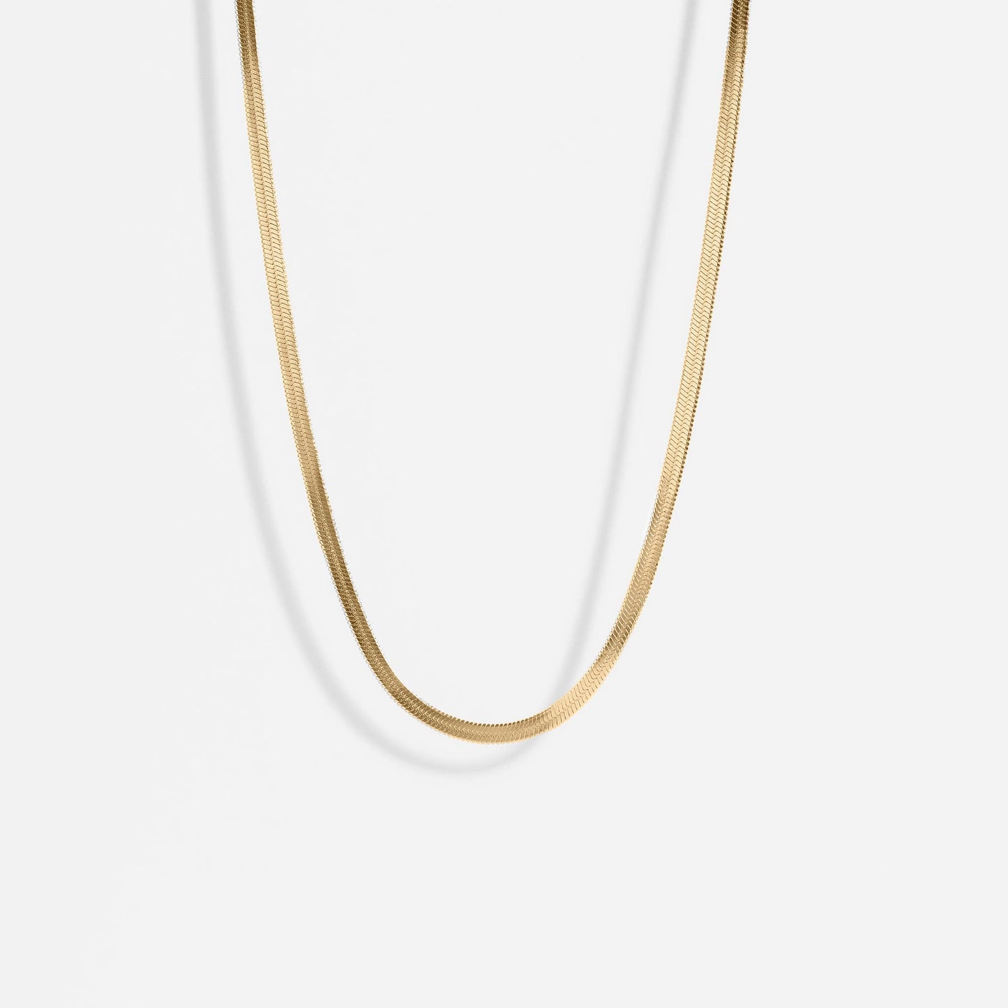 18K Gold Stainless Steel Herringbone Chain Necklace