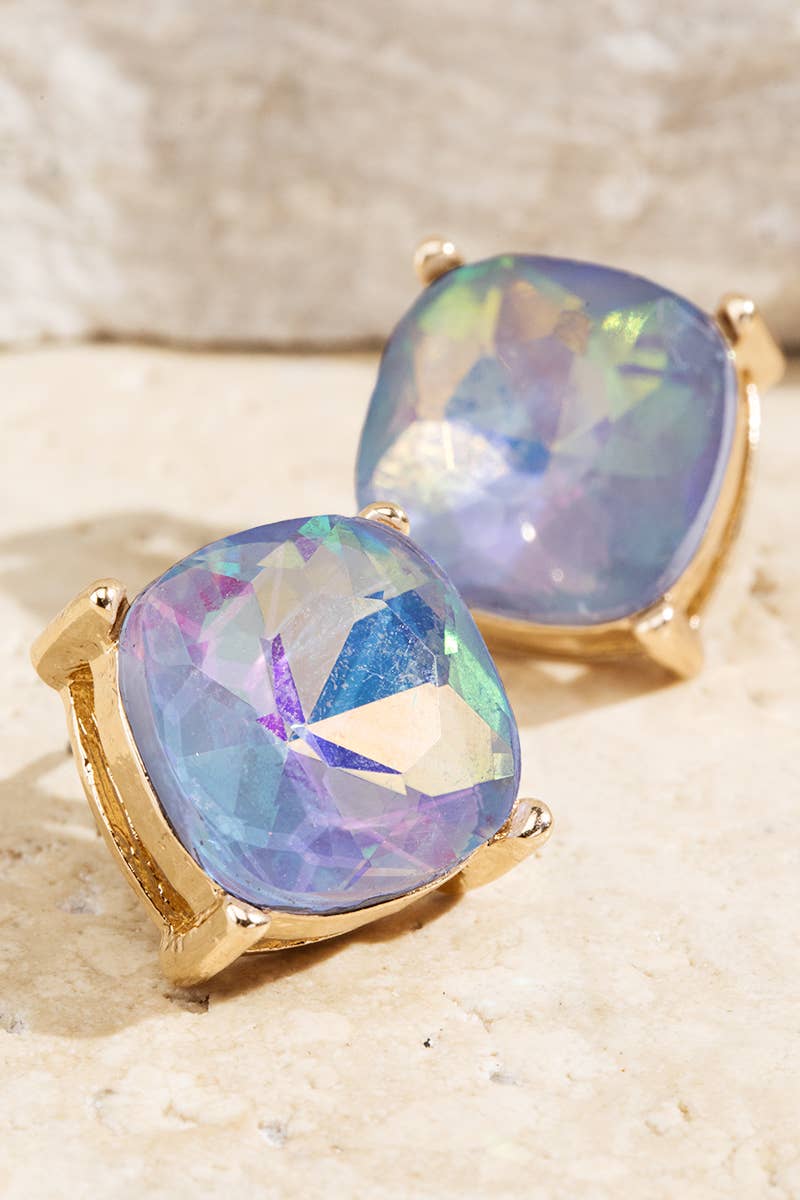 XL Faceted Glass Stud Earrings