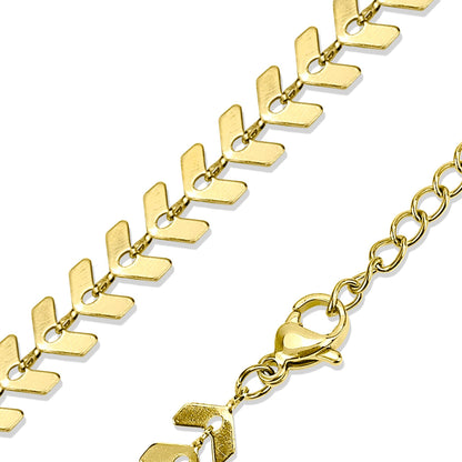 18k Gold PVD Stainless Steel Chevron Chain Necklace for Women