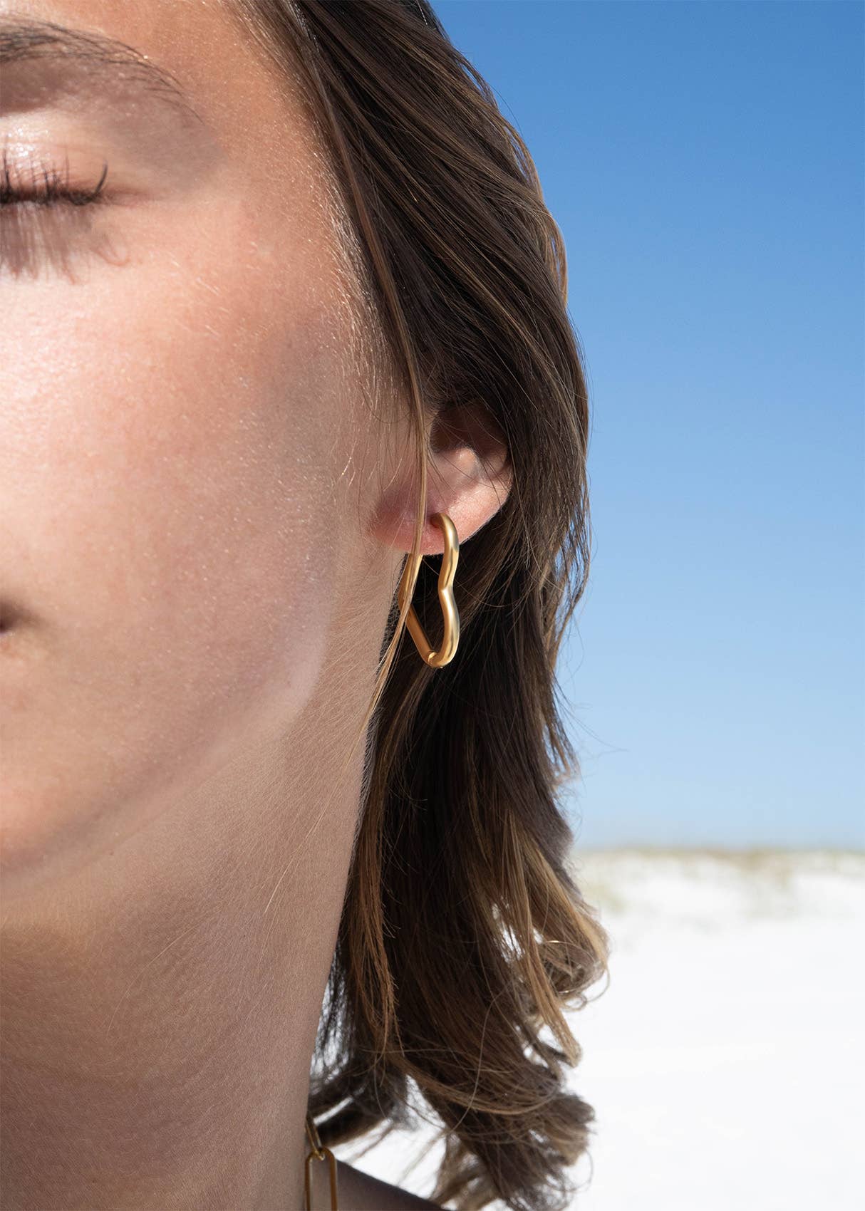 18K Gold PVD Stainless Steel Heart Hoop Earrings