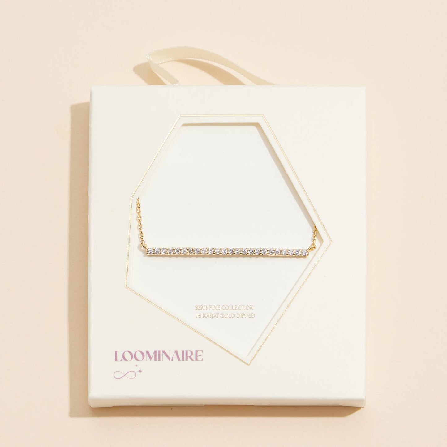 18K Gold Dipped Bar Necklace with Sparkling Details