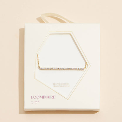 18K Gold Dipped Bar Necklace with Sparkling Details