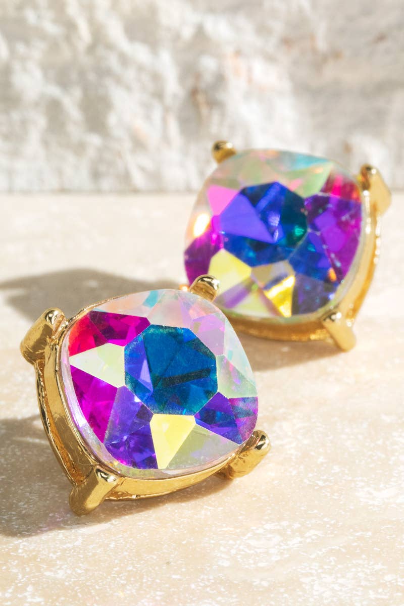 XL Faceted Glass Stud Earrings