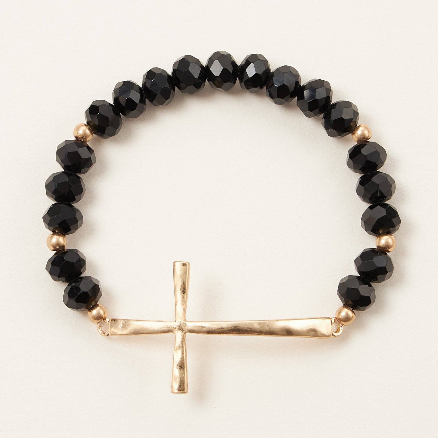 Glass Beaded Bracelet with Cross Charm
