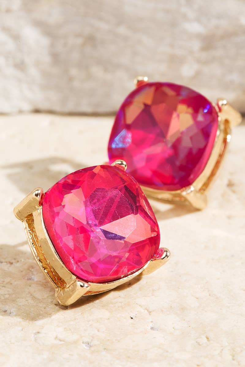 XL Faceted Glass Stud Earrings