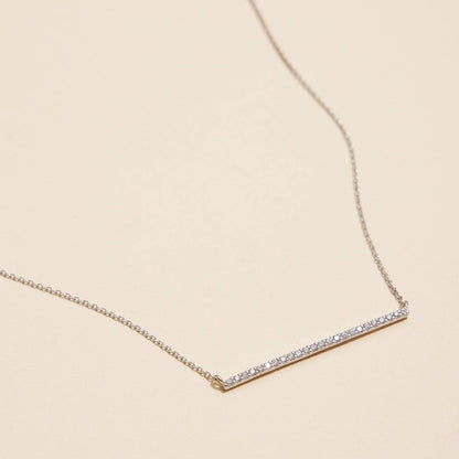 18K Gold Dipped Bar Necklace with Sparkling Details