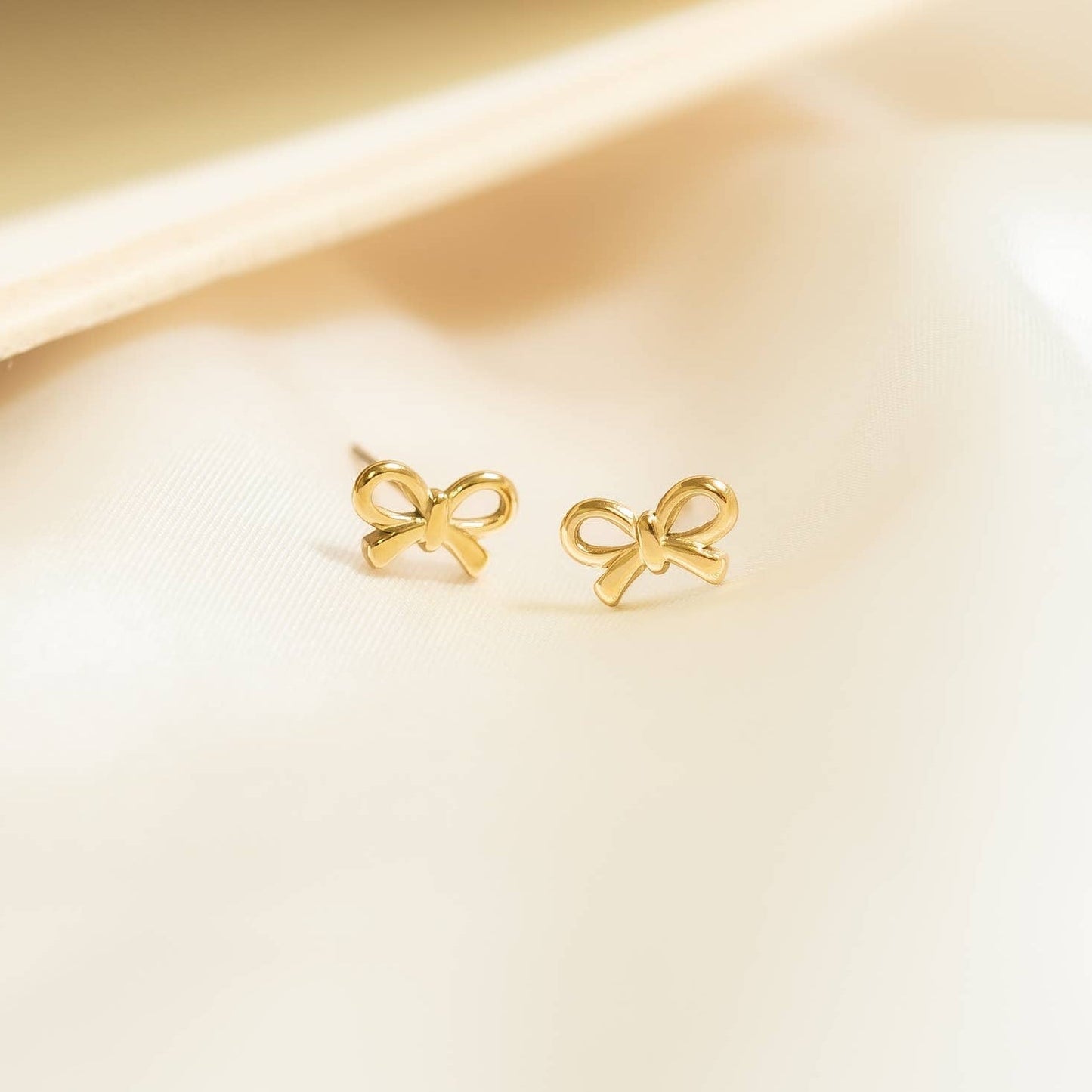 18K Gold PVD Stainless Steel Bow Stud Earrings