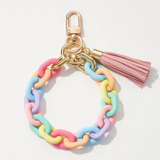Acrylic Chain Tassel Keychain Bracelet | Wristlet Key Ring